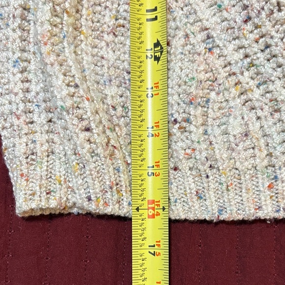 moon & madison Speckled Knit Cowl Neck Cropped Sweater - Cream- Size M - Picture 8 of 9
